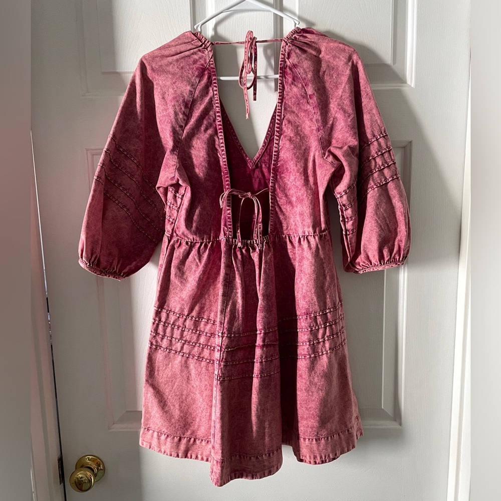 Free People Sweet Surrender Mini Dress in Acid Washed Wild Rose Size XS
